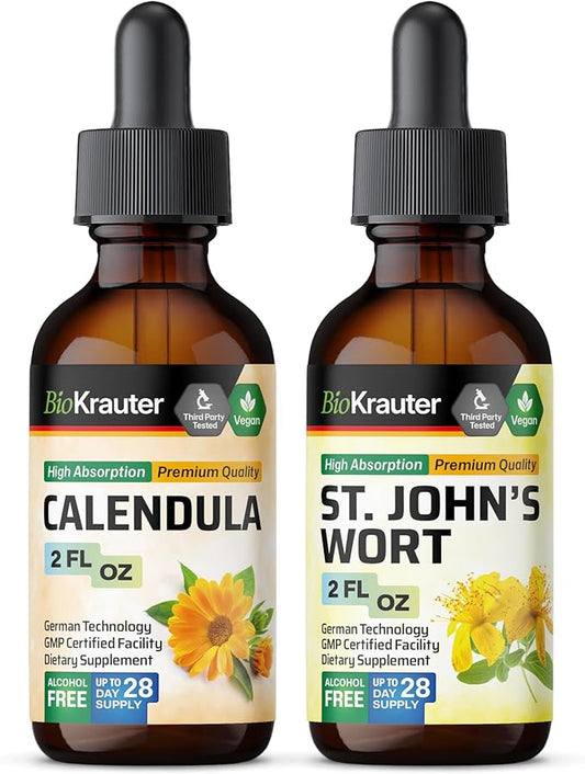 BIO KRAUTER Calendula Tincture 2 Fl. Oz. & St John's Wort Tincture 2 Fl. Oz.