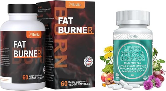 Fat Burner for Men Women & Liver Cleanse Detox Supplement, Weight Loss Appetite Suppressant, Liver Health Support with Milk Thistle Dandelion Root & Artichoke