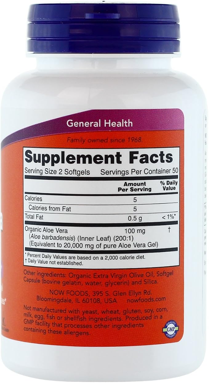Now Foods Aloe Vera, 100 Softgels