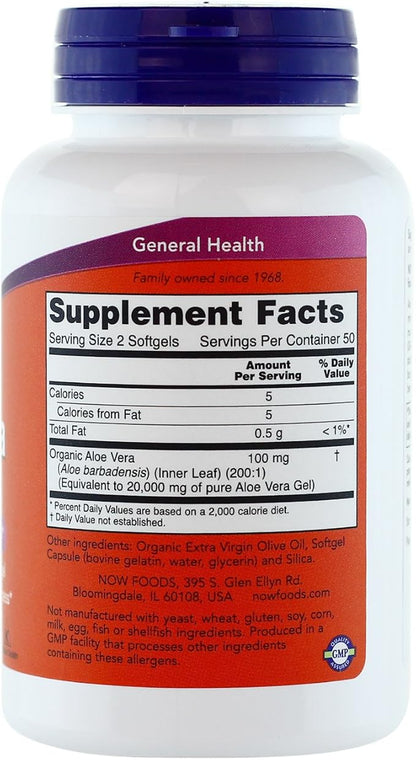 Now Foods Aloe Vera, 100 Softgels