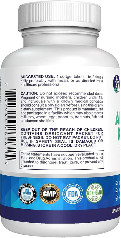 Antarctic Krill Oil Omega 3 Astaxanthin Choline DHA EPA, Superior Absorption, Extra Strength, No Fish Oil Aftertaste, Heavy Metal Tested, Small Size softgels 500mg