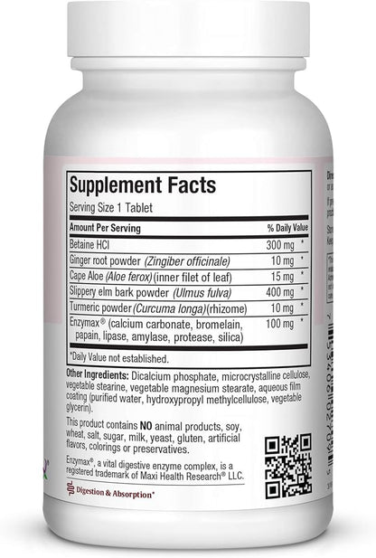 Maxi Health Digest Support - Herbal & Enzyme Complex - Protein Digestion - 90 Tablets - Kosher