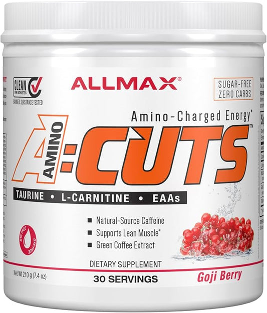 ALLMAX Nutrition AMINOCUTS (ACUTS), Amino-Charged Energy Drink with Taurine, L-Carnitine, Green Coffee Bean Extract, Goji Berry Martini, 30 Servings