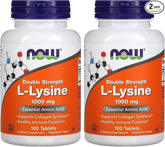 NOW Foods L-lysine 1000mg, 100 Count (Pack of 2)