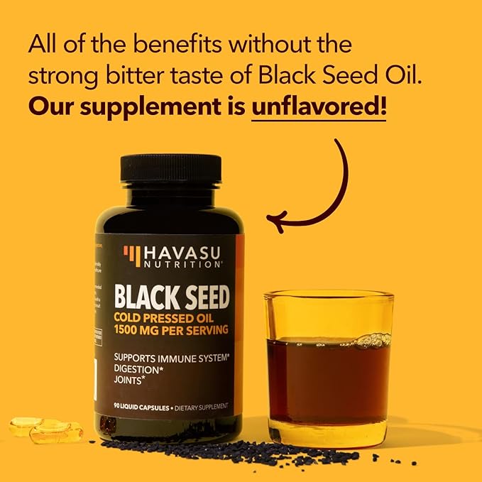 Cold Pressed Black Seed Oil Capsules - 1500mg Black Cumin Supplement for Immune Function, Digestive Support & Overall Health - Hair & Skin Superfood - Nigella Sativa - 1 Month Supply, Unflavored