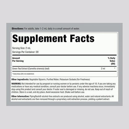 Piping Rock Green Tea Extract Liquid Drops | 4 Fl Oz | Vegetarian, Alcohol Free Tincture | Premium Herbal Supplement | Non-GMO, Gluten Free