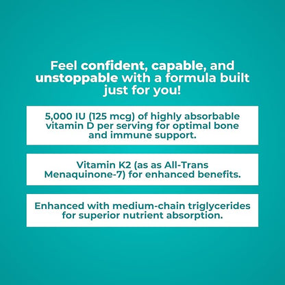 Reignite Wellness by JJ Virgin | Vitamin D Plus | Relevant Serving of 5000 IU, Highly Absorbable Vitamin D + Vitamin K1 & K2 | GG Supplement for Immune Health | Bone and Heart Supplement | 60 Softgels