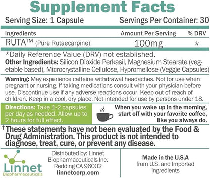 Daily De-Caffeinate, Rutaecarpine, Natural Acting Non-Addictive Deep Sleep Aid for Coffee, Caffeine Lovers, Unwind and Relax, 30 Capsules