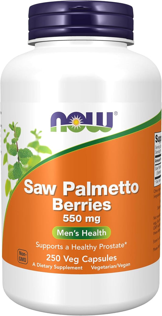 NOW Foods Supplements, Saw Palmetto Berries (Serenoa repens) 550 mg, Men's Health*, 250 Veg Capsules