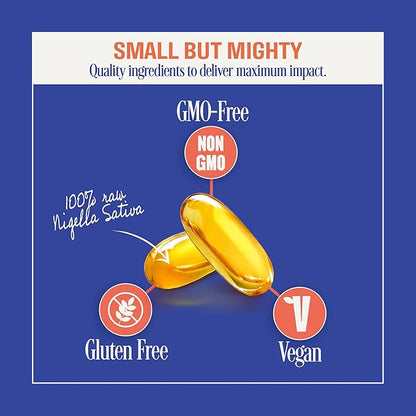 Black Seed Oil Capsules, 500 Mg, Cold Pressed High Potency Digestive Aid, 90 Count 100% Non GMO Pure Black Cumin Seed Oil Capsules