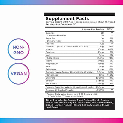 Livingood Daily Plant Collagen Powder (Chocolate) - Collagen Protein Powder with Vitamin C, Spirulina & Amino Acids for Healthy Hair, Skin & Nails - Energy & Muscle Growth Formula - Vegan, 30 Servings