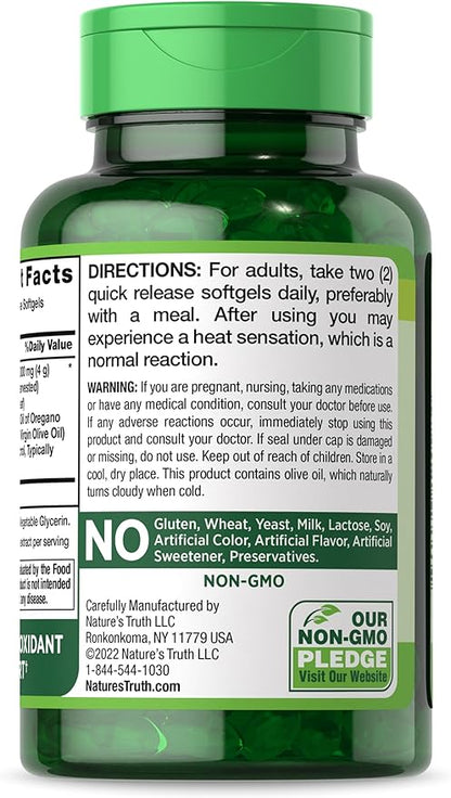 Nature's Truth Oil of Oregano Softgels | 4000 mg | 150 Count | Non-GMO & Gluten Free Herbal Supplement