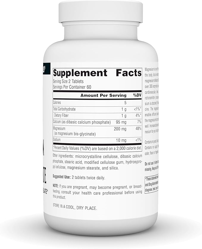 Source Naturals Magnesium Bis-Glycinate, Supports Cardiovascular and Muscle Health* - 120 Tablets