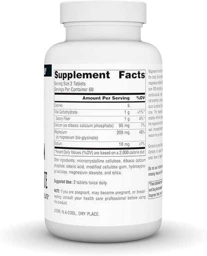 Source Naturals Magnesium Bis-Glycinate, Supports Cardiovascular and Muscle Health* - 120 Tablets