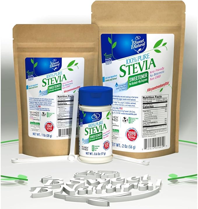 BSL 100% Pure Stevia Extract Powder Without Erythritol 0.6 Oz, No Artificial Sweetener, 620 Servings | Stevia No Erythritol | Zero Calorie & Keto Friendly, Pure Stevia Powder