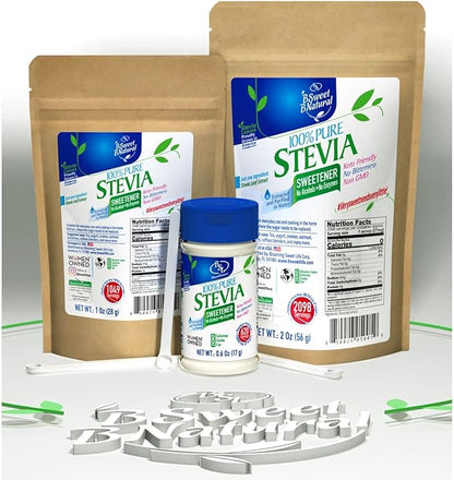 BSL 100% Pure Stevia Extract Powder Without Erythritol 0.6 Oz, No Artificial Sweetener, 620 Servings | Stevia No Erythritol | Zero Calorie & Keto Friendly, Pure Stevia Powder