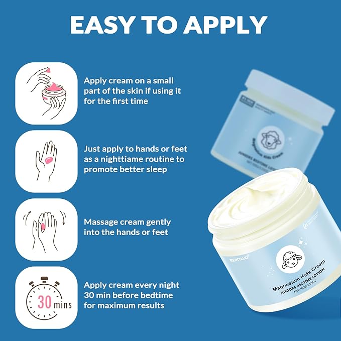 Magnesium Lotion for Kids - Magnesium Lotion for Sleep - Soothing Relief & Relaxation - Topical Magnesium Cream Helps Kids Stay Calm at Bedtime and During The Night - Without Melatonin