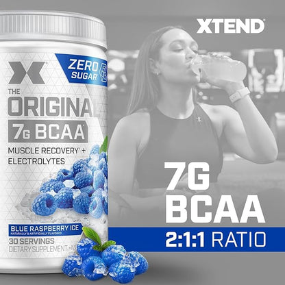 XTEND Original BCAA Powder 7g BCAA and 2.5g L-Glutamine, Sugar Free Post Workout Muscle Recovery Drink with Amino Acids for Men & Women, 30 Servings