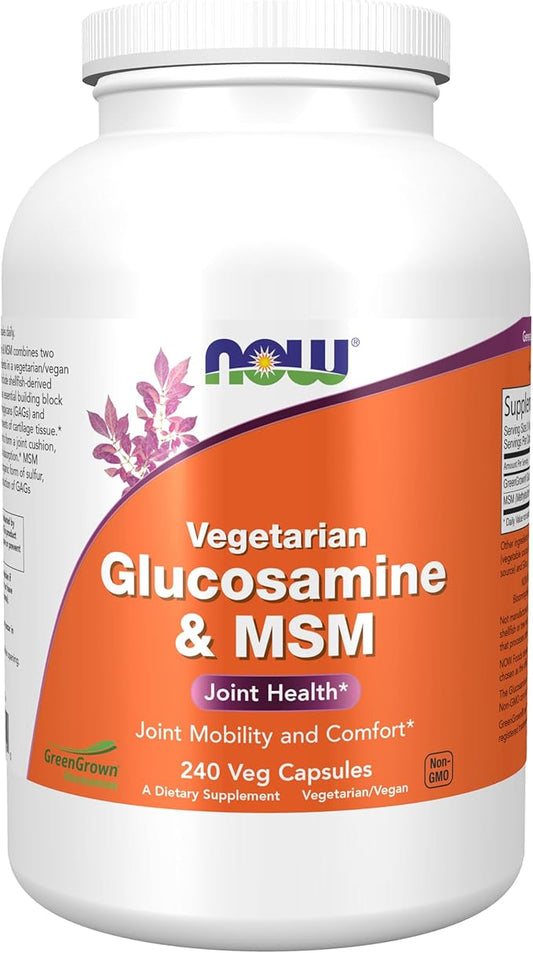 NOW Foods Supplements, Glucosamine & MSM (GreenGrown® Glucosamine), Vegetarian, 240 Veg Capsules