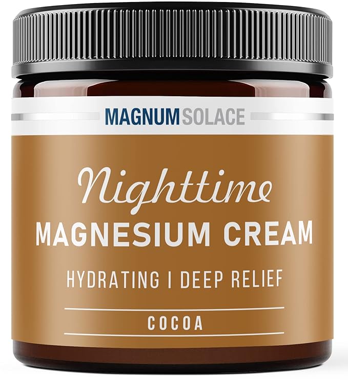 Magnesium Cream – Nighttime Magnesium Lotion – Apply to Legs, Buttocks, Arms or Chest – Topical Magnesium Chloride – USA Made and Safe for Kids (Cocoa)