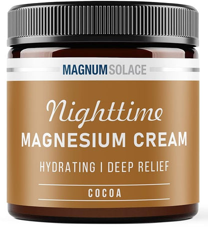 Magnesium Cream – Nighttime Magnesium Lotion – Apply to Legs, Buttocks, Arms or Chest – Topical Magnesium Chloride – USA Made and Safe for Kids (Cocoa)