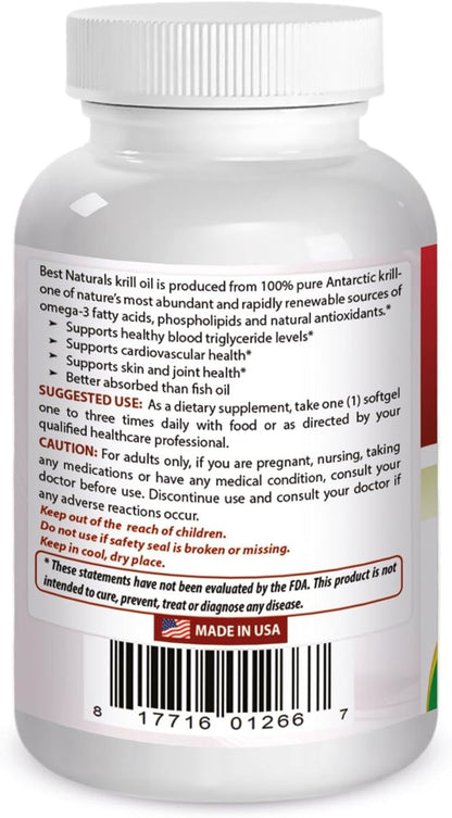 Best Naturals Krill Oil Soft Gel, 1000 mg, 60 Count