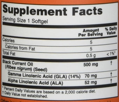 Now Foods Black Currant Oil 500 milligrams - 100 softgels (Pack of 2)