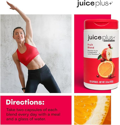 Juice Plus+ Fruit Blend - Fruit and Vegetable Supplement - Whole Food Ingredients Like Acerola Cherry, Apple, Mango, Beetroot and More - Vegan, Non-GMO - 120 Capsules
