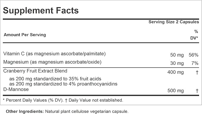 ANDREW LESSMAN Cranberry with D-Mannose - 30 Capsules - Supports Bladder, Kidney and Urinary Tract Health. High Potency Standardized Cranberry Concentrate and D-Mannose. Easy to Swallow Capsules