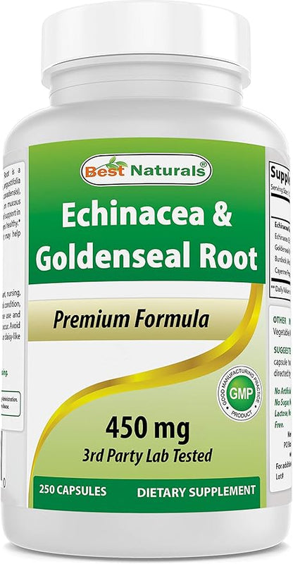 Best Naturals Echinacea Goldenseal 450 mg 250 Caps