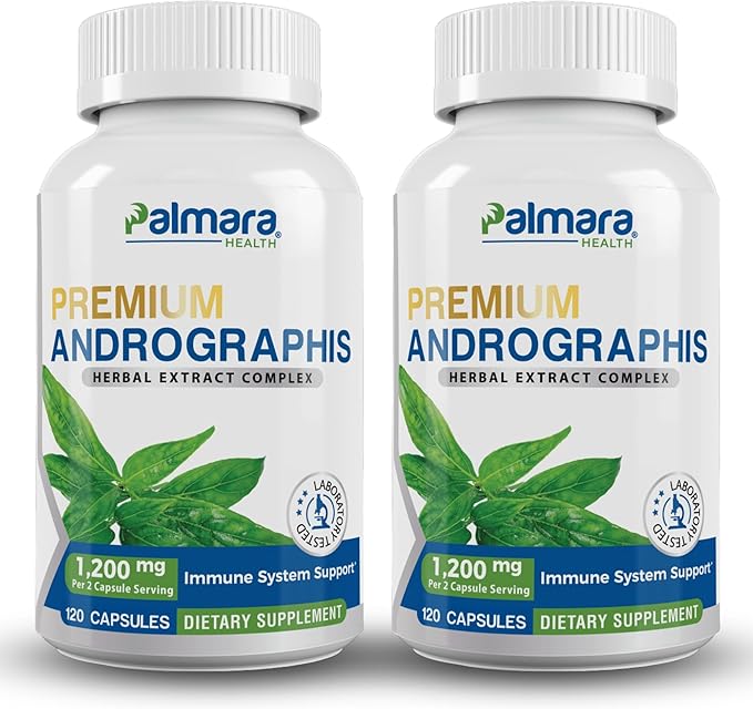 Premium Andrographis Paniculata Extract 2 Pack - 1,200mg (100mg Andrographolides) per Serving, Non-GMO, Vegan, Gluten Free