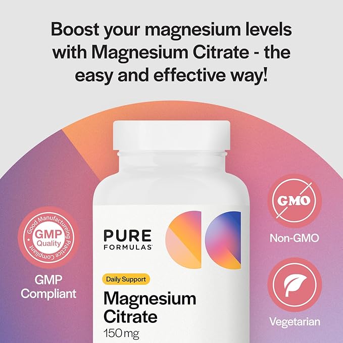 PureFormulas Magnesium Citrate - Supplement for Sleep, Heart Health - Non-GMO - 90 Vegetarian Capsules