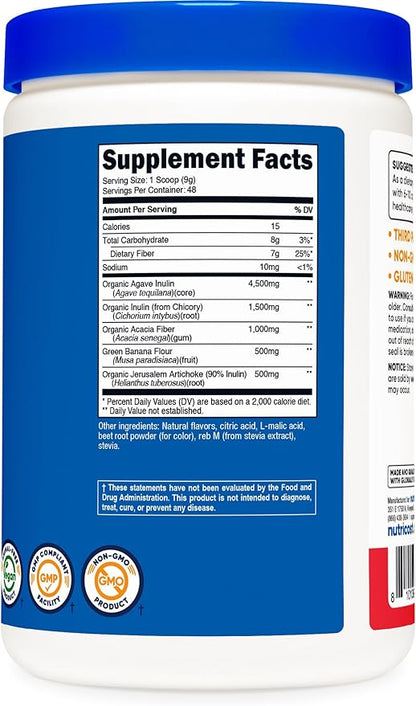 Nutricost Prebiotic Fiber Fruit Punch Flavored (1 Pound) - Vegan, Gluten-Free, GMO-Free