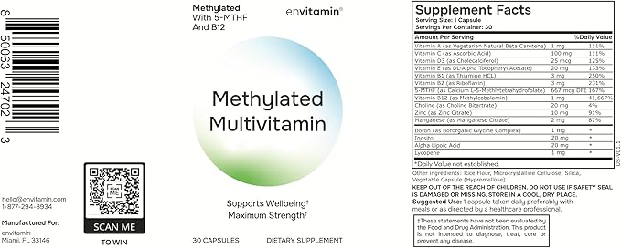 Methylated Multivitamin Multimineral Complex L Methylfolate