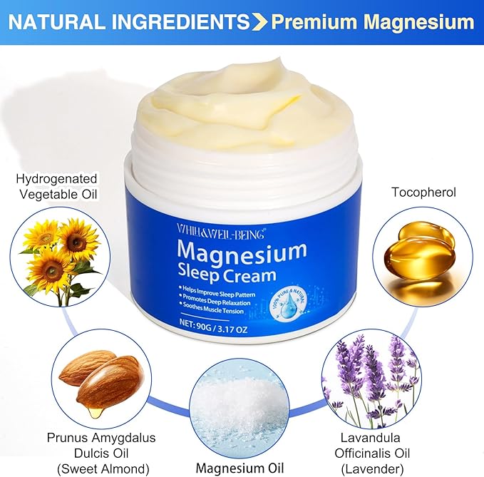 WHLH & WELL-BEING Magnesium Oil for Feet–Magnesium Cream– Magnesium Lotion–Topical Magnesium Chloride 2PCS