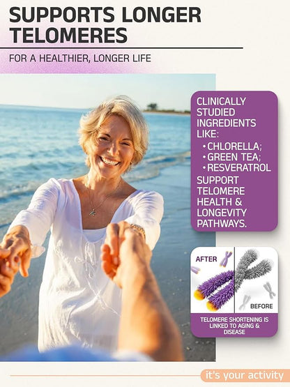 Telovite™ Daily Multivitamin for Men & Women – Telomere & Cellular Health Support – High Potency Vitamins A, D, E, C, B-Complex, Zinc, Folate, Iron – 90 Tablets – Doctor Formulated