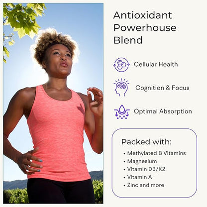 Multivitamin for Women (120 Vegetarian Capsules) Whole Food Vitamin with Essential Nutrients, Natural Calcium, Magnesium, Selenium, Zinc, Biotin, Vitamin A, B6, C, D3, E, K and More