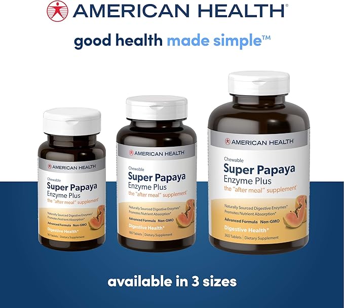 American Health, Super Papaya Enzyme Plus Chewable Tablets, 360 Count