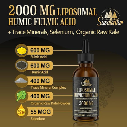 Liquid Liposomal Fulvic Humic Acid Supplement & 5000MG Shilajit Coffee for Focus, Energy