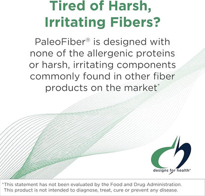 Designs for Health PaleoFiber - 12 Digestive Fiber Blend Powder Supplement with Psyllium Husk, Flax + Apple Pectin - Prebiotic Gut Support, Unflavored + Unsweetened - Vegan (60 Servings / 300g)