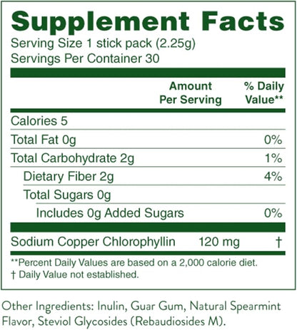 Nature's Sunshine Chlorophyll Stick Packs: Supercharge Your Detox and Boost Gut Health in Convenient, Delicious Stick Packs (Spearmint)