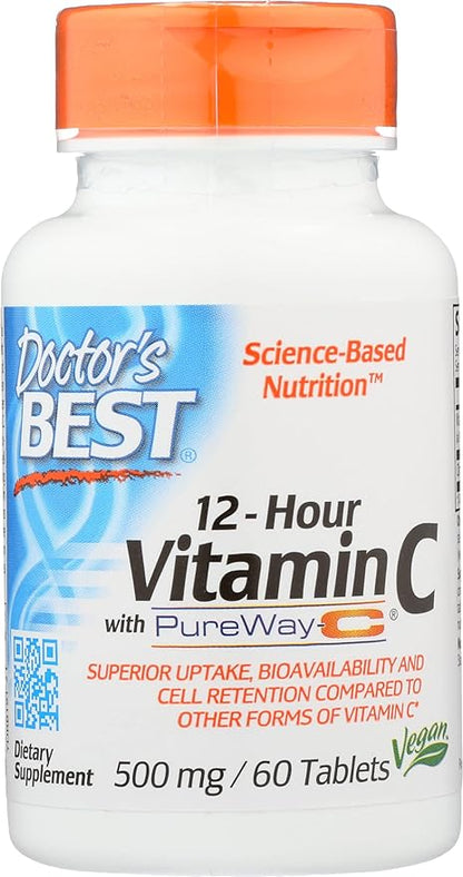 Doctors Best Sustained Release Vitamin C with Pureway C, Non-GMO, Vegan, 60 Tablet (Pack of 1)