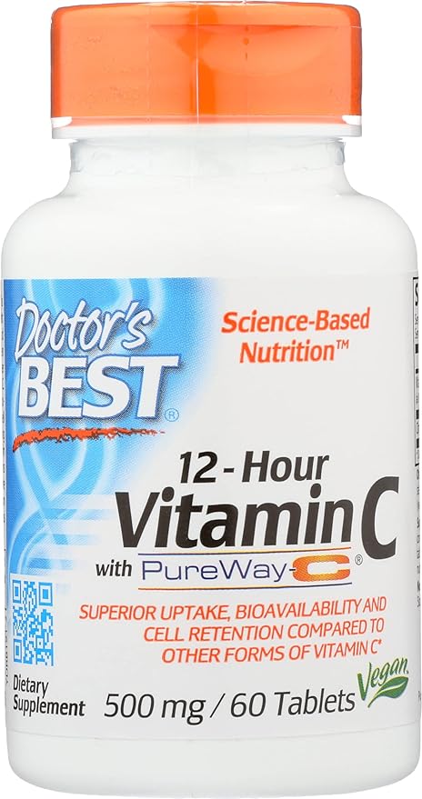 Doctors Best Sustained Release Vitamin C with Pureway C, Non-GMO, Vegan, 60 Tablet (Pack of 1)
