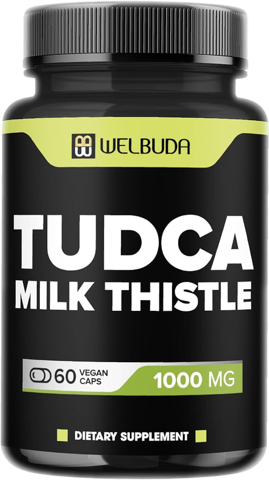 1000mg Tudca Supplement with Milk Thistle Extract - 60 Vegan Capsules - Support for Immune System, Digestion Health, Body Purification & Brain Health