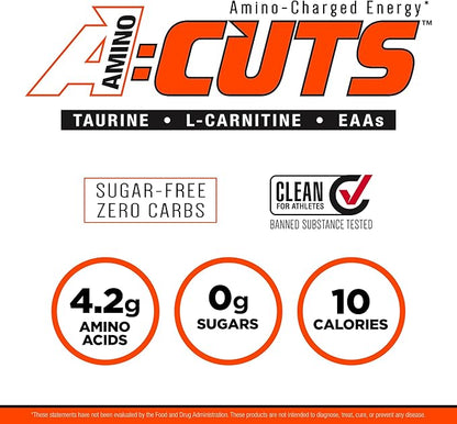 ALLMAX Nutrition AMINOCUTS (ACUTS), Amino-Charged Energy Drink with Taurine, L-Carnitine, Green Coffee Bean Extract, Blue Raspberry, 36 Servings
