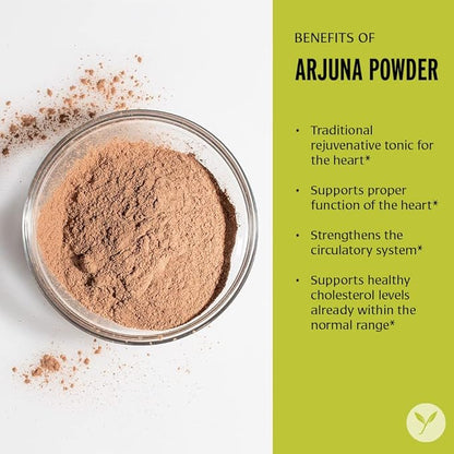 Banyan Botanicals Organic Arjuna Powder ­­– Arjuna Bark Powder (Terminalia Arjuna) –Traditional Herbal Heart Supplement for Proper Heart Function* – 1/2 lb. – Non-GMO, Sustainably Sourced, Vegan*