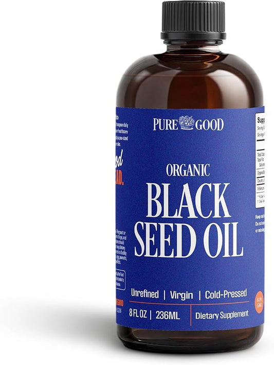 Organic Black Seed Oil Liquid (8oz) Quality Antioxidant Black Seed Supplement, Non- GMO Vegan & Gluten Free Cumin Oil for Hair Growth, Digestion, Joints & Skin
