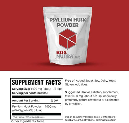 BoxNutra Psyllium Husk Powder - Bulk-Forming Laxative - Promotes Regular Bowel Movements - Improves Digestion, 500g