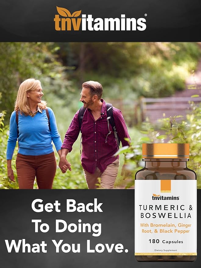 Turmeric & Boswellia Complex (180 Capsules) with Ginger Root, Bromelain, & Black Pepper Extract | Joint-Ease Formula: Powerful Joint Support Supplement* | Produced in The USA