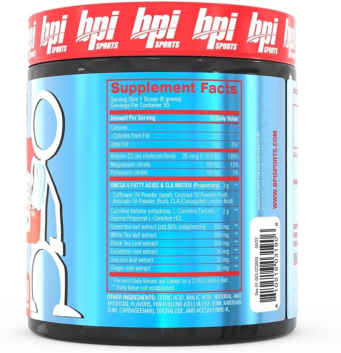 BPI Sports CLA + Carnitine Shredded Supports Lean Muscle & Promotes Fat Loss - Fruit Punch (14.1 oz. / 50 Servings)
